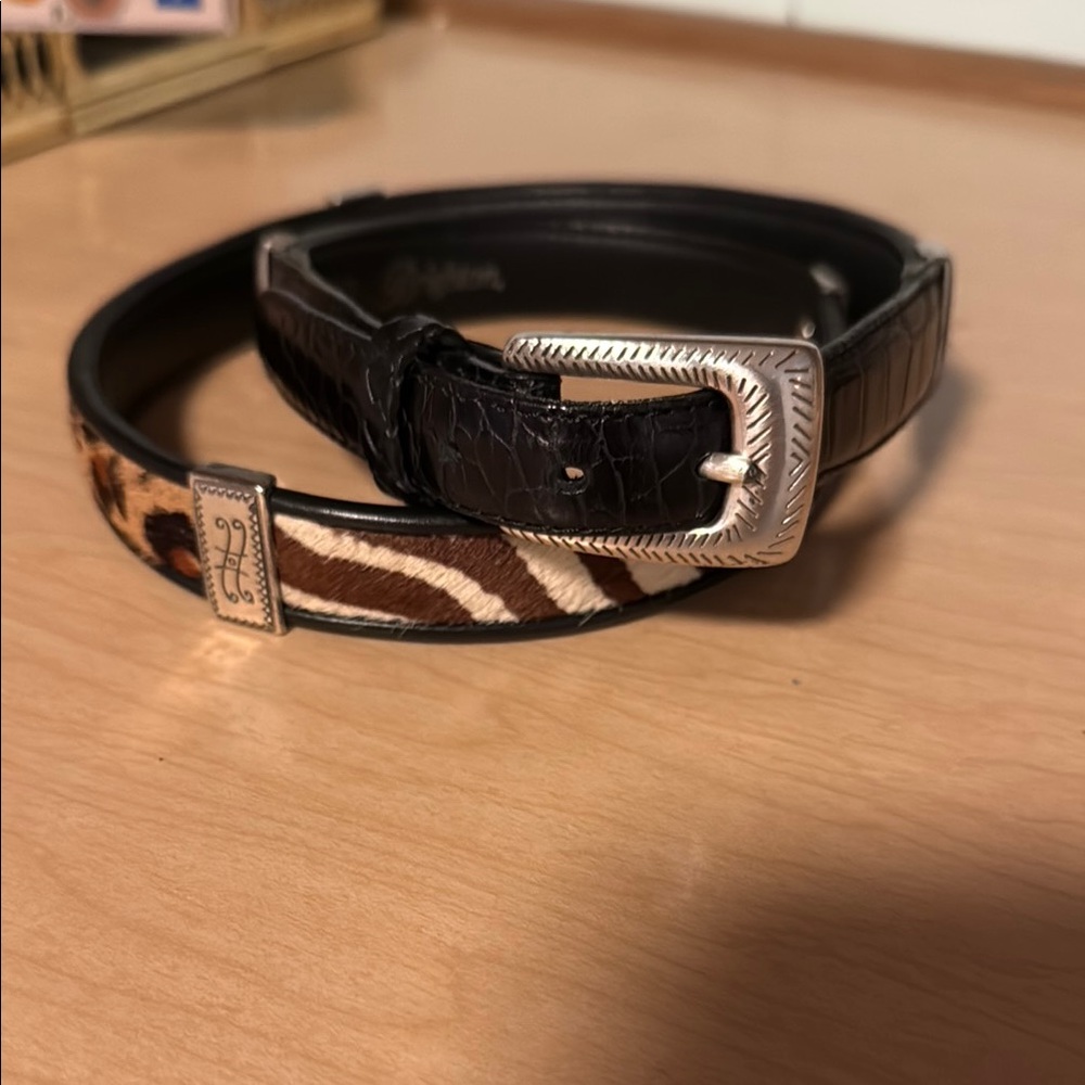 Brighton Brown Animal Print Belt with Silver Buckle